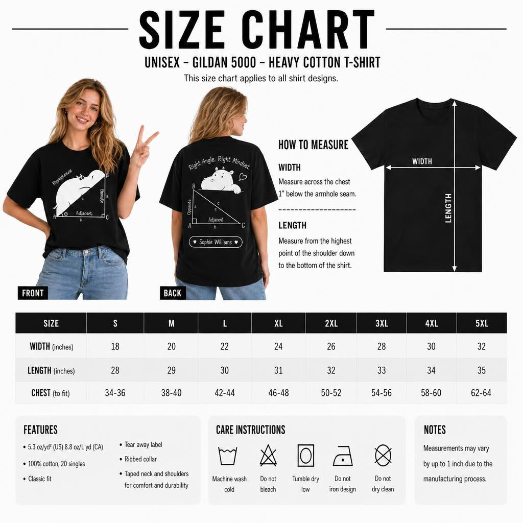Custom Funny Hippopotenuse Math Teacher Geometry Gift Unisex T-Shirt