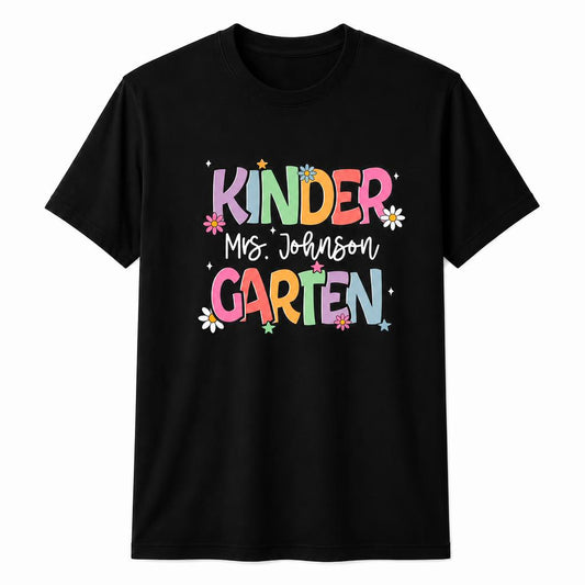 Custom Back to School Kindergarten Teacher Groovy Gift Unisex T-Shirt