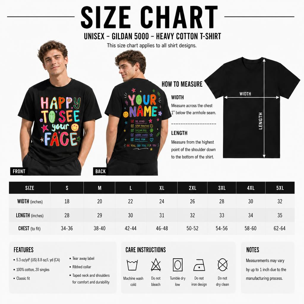 Personalized Happy To See Your Face Shirt Colorful Teacher Unisex T-Shirt