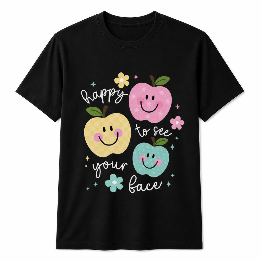 Custom Happy To See Your Face Teacher Shirt Back to School Gift Unisex T-Shirt