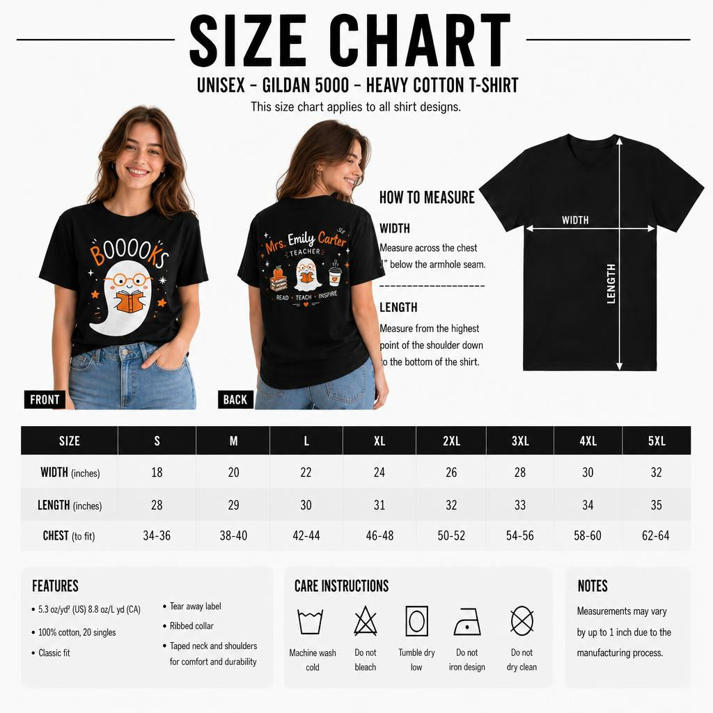 Custom Boooooks Ghost T-Shirt Halloween Librarian Gift Unisex T-Shirt