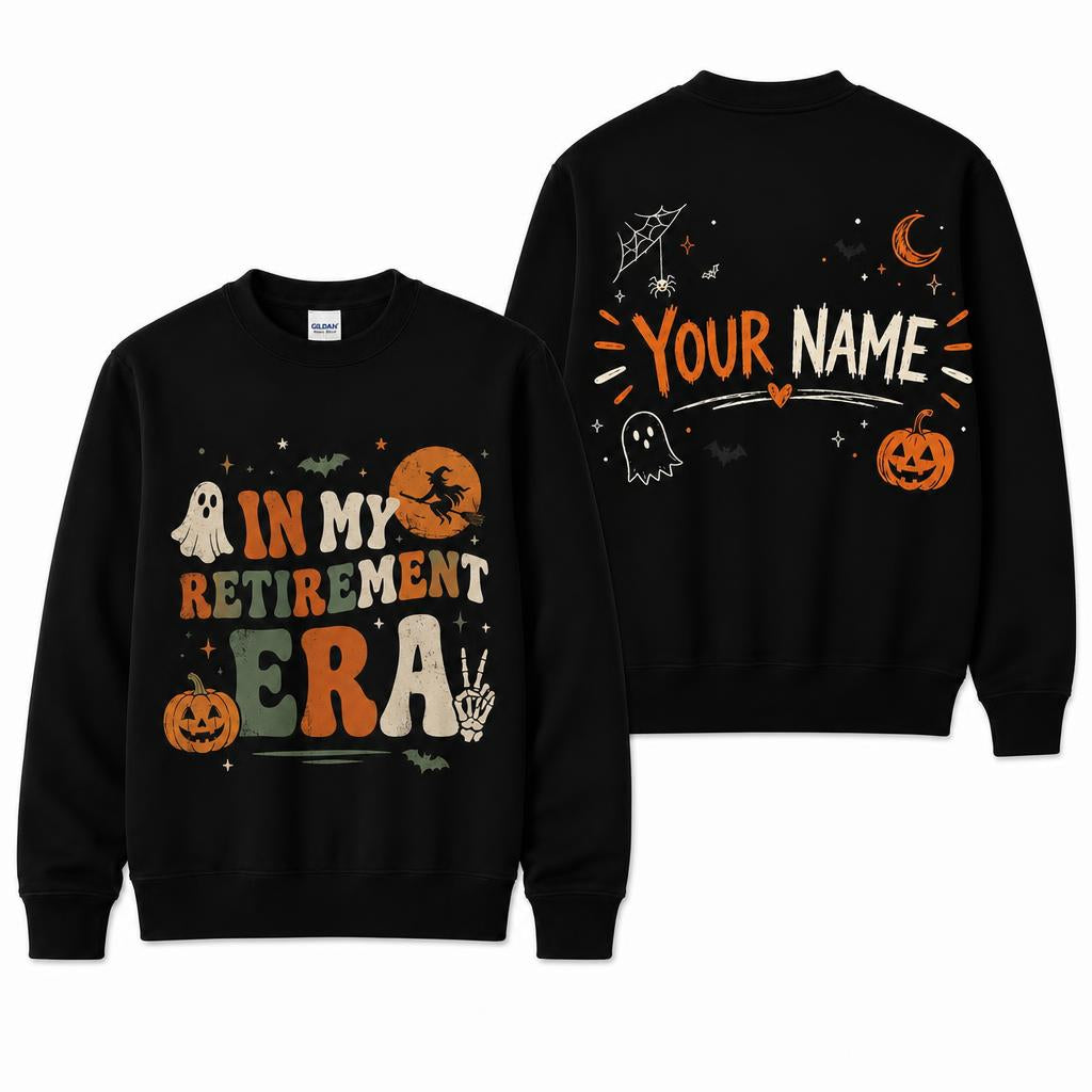 Personalized Teacher In My Retirement Era Sweatshirt Custom Customer Name Spooky