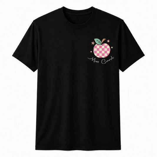 Personalized In My Teacher Era Shirt Groovy Checkered Apple Unisex T-Shirt