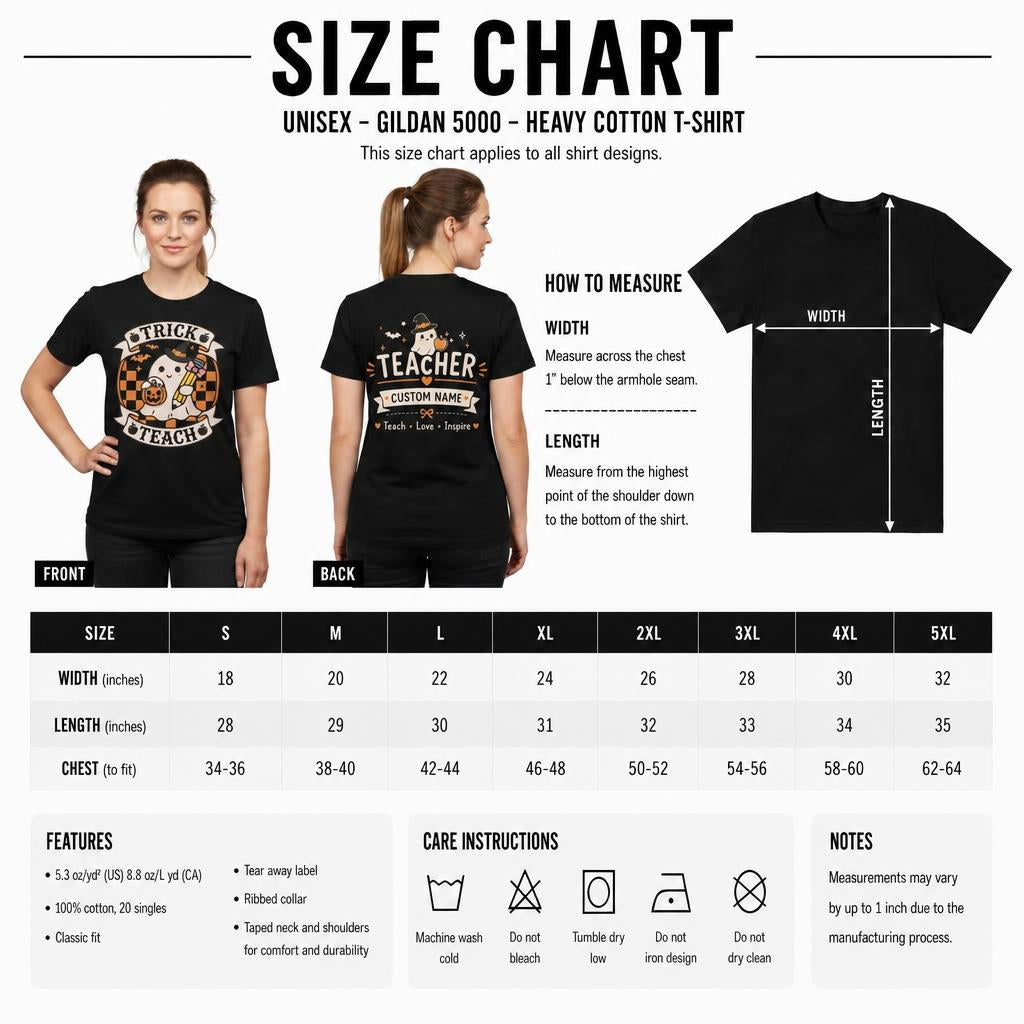 Personalized Halloween Teacher Shirt Trick or Teach Ghost Unisex T-Shirt