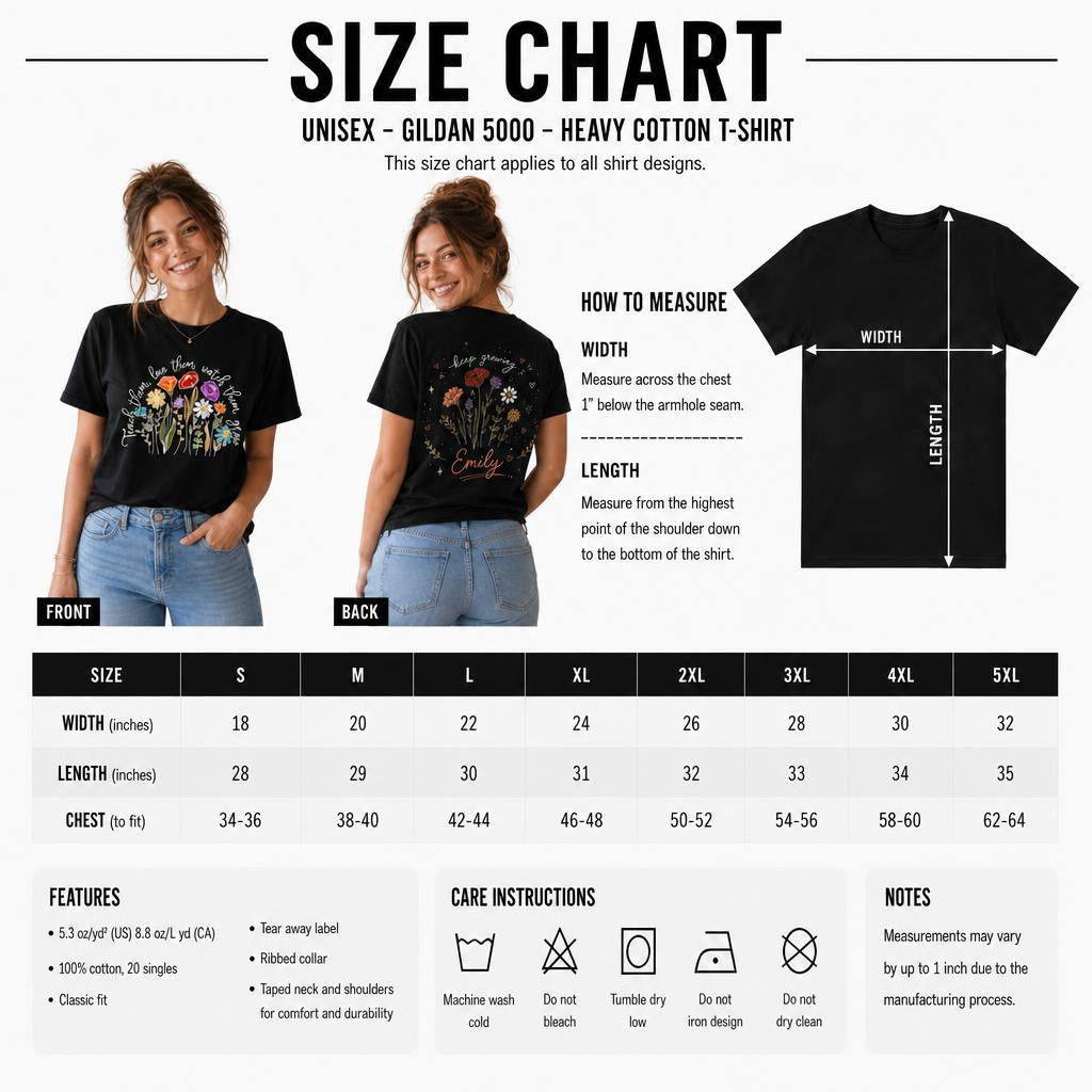 Personalized Teach Them Love Them Watch Them Grow Shirt Flower Teacher Gift