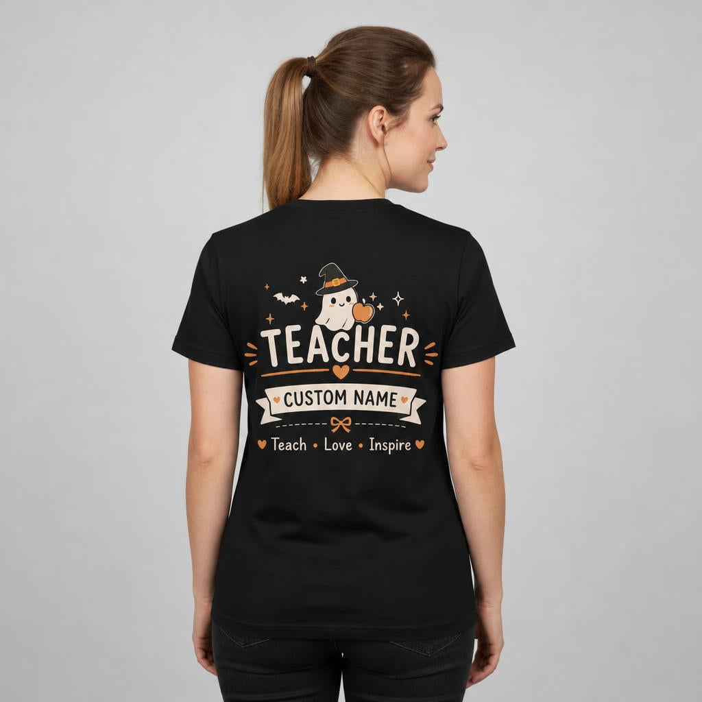 Personalized Halloween Teacher Shirt Trick or Teach Ghost Unisex T-Shirt