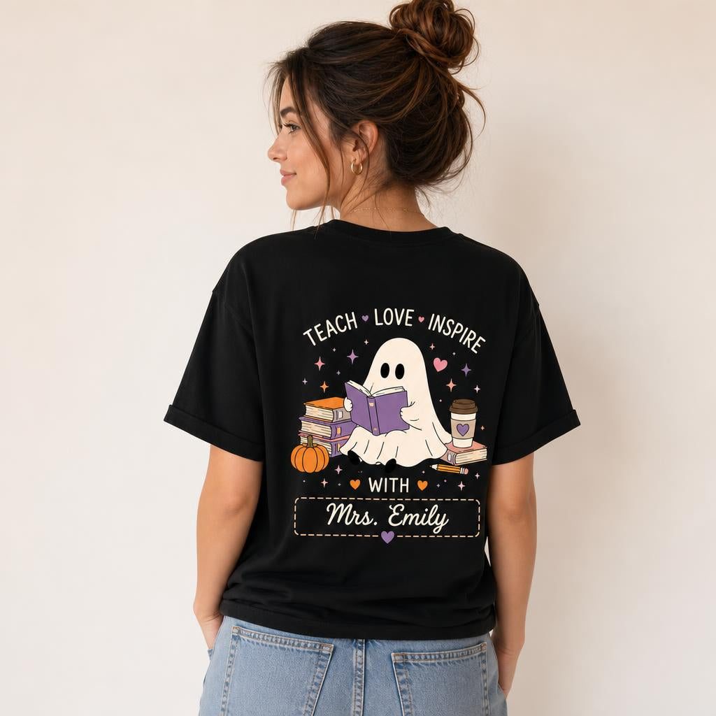 Personalized Bookish Halloween Shirt Custom Teacher Librarian Gift Unisex T-Shirt