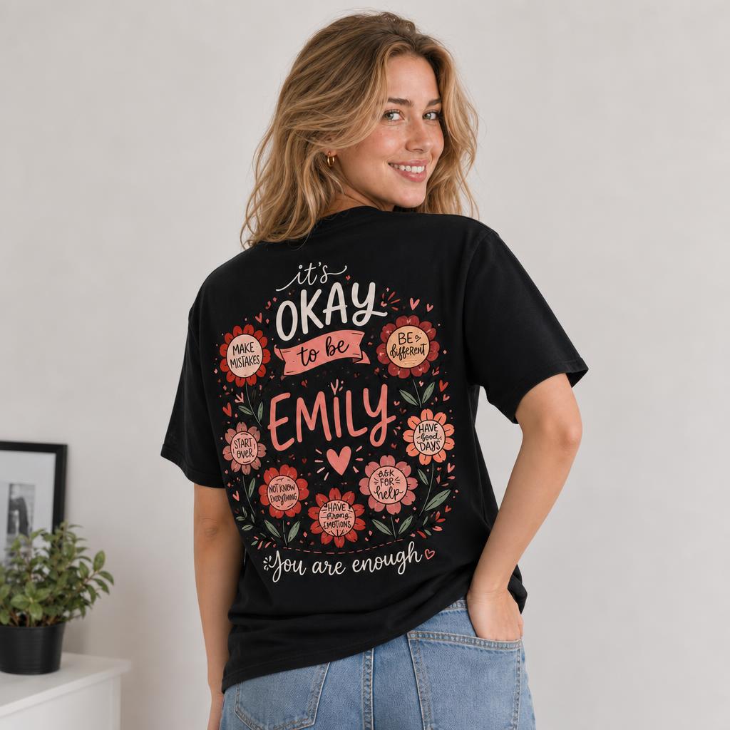 Custom It's Okay Floral Teacher Shirt Mental Health Awareness T-Shirt