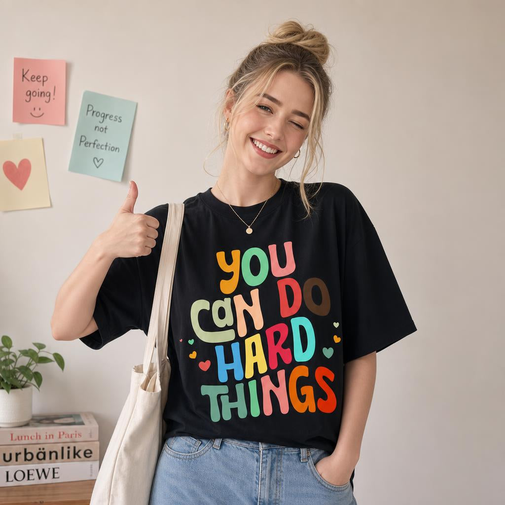 Custom You Can Do Hard Things Teacher Shirt Progress Not Perfection T-Shirt