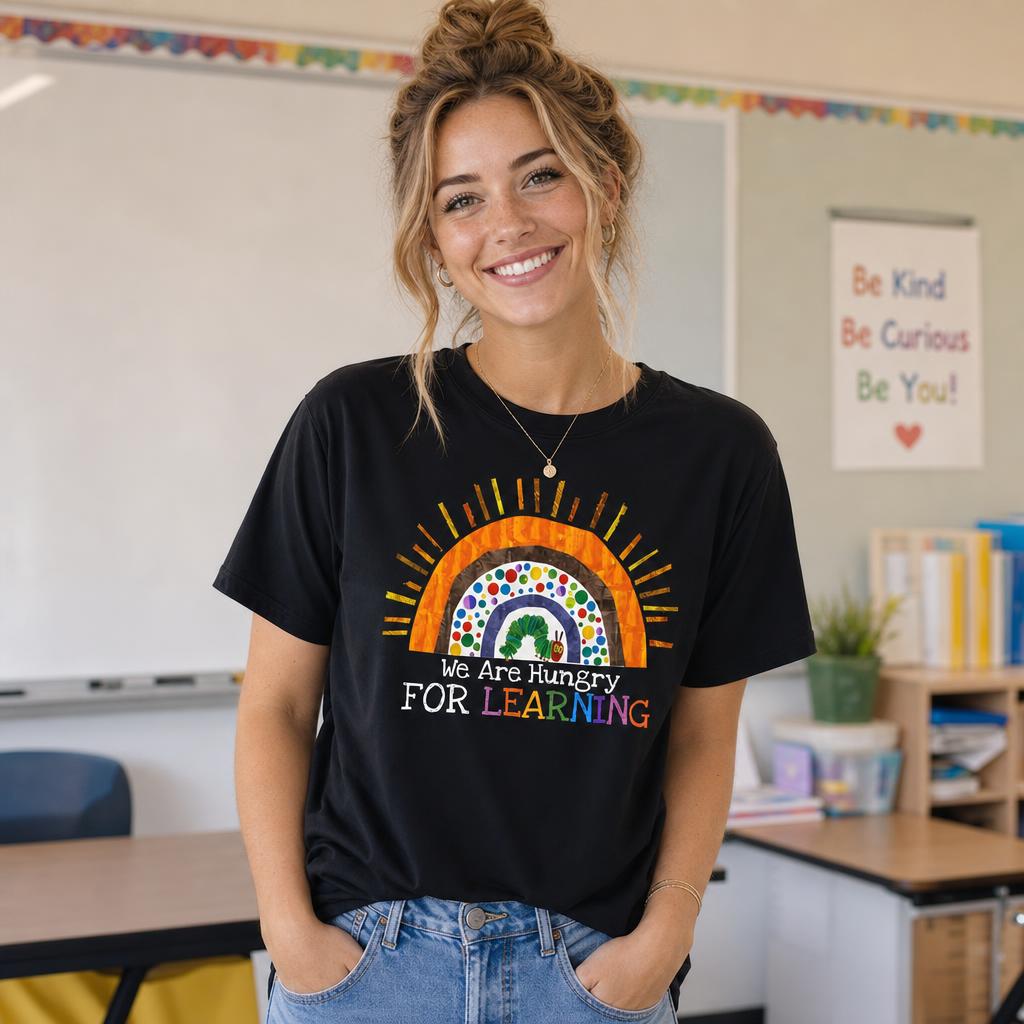 Personalized Hungry For Learning Shirt Kindergarten Back to School Unisex T-Shirt