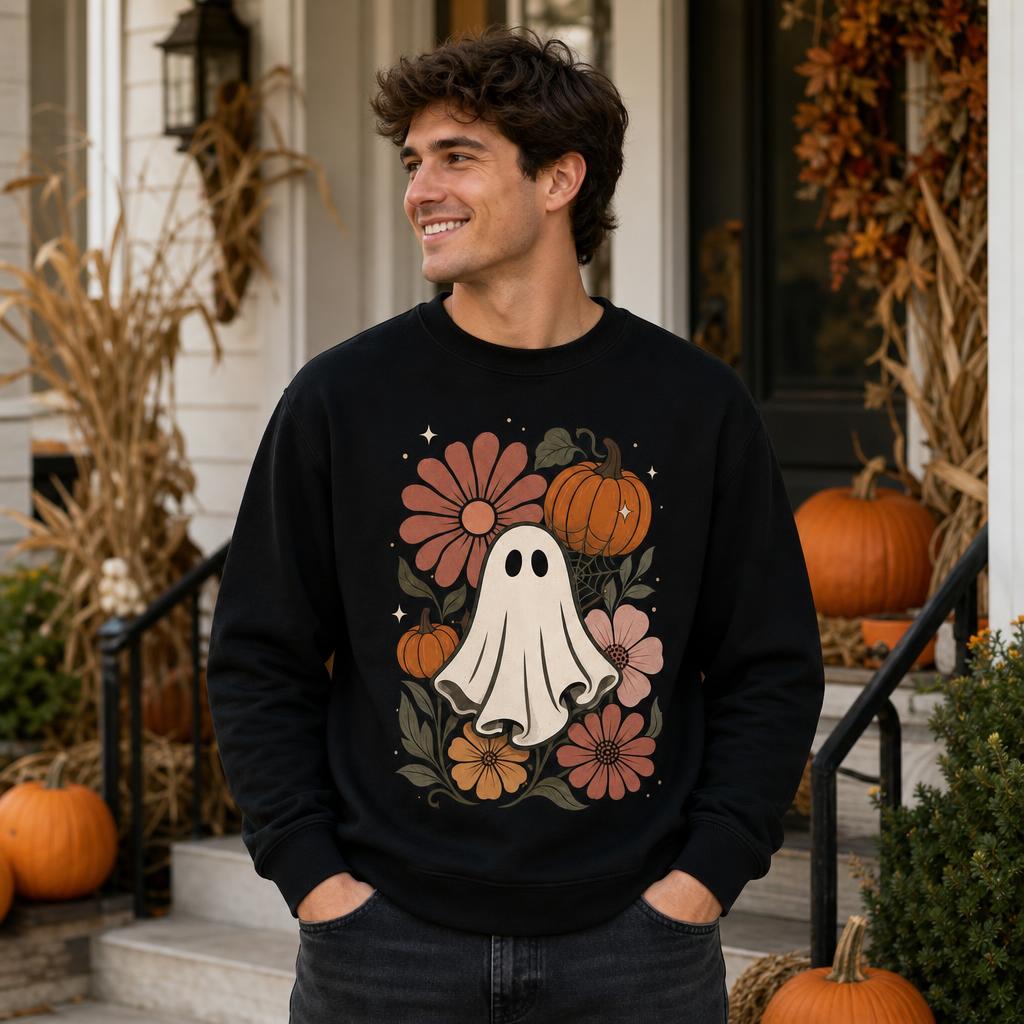 Custom Retro Halloween Teacher Sweatshirt I Have A Plan Ghost Pumpkin