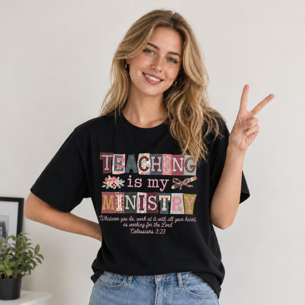 Personalized Teaching Is My Ministry Shirt Christian Faith Teacher Unisex T-Shirt