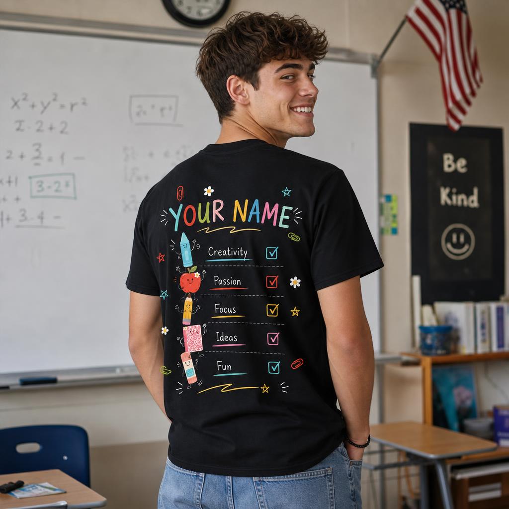 Custom Kindergarten Teacher Shirt Cute School Supplies Gift Unisex T-Shirt