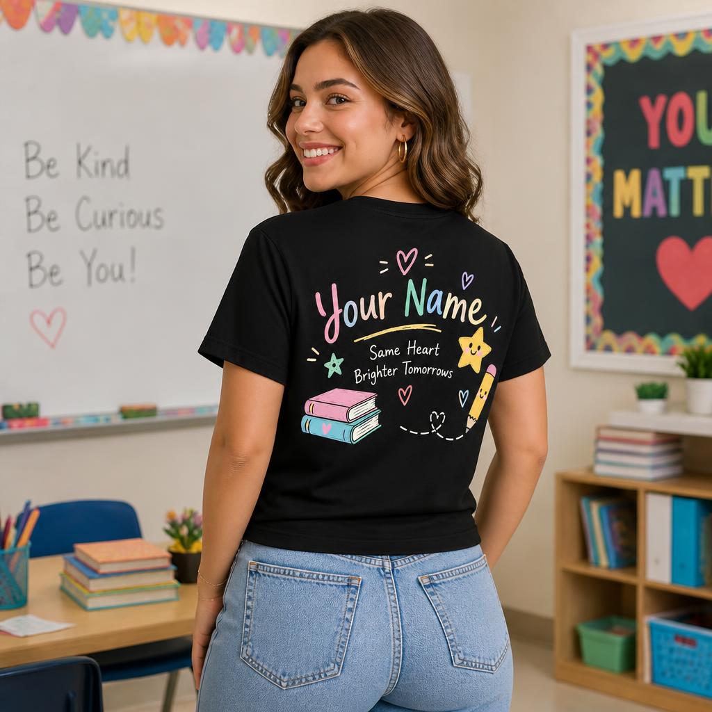 Custom Teacher T-Shirt Happy To See Your Face Back To School Name Gift