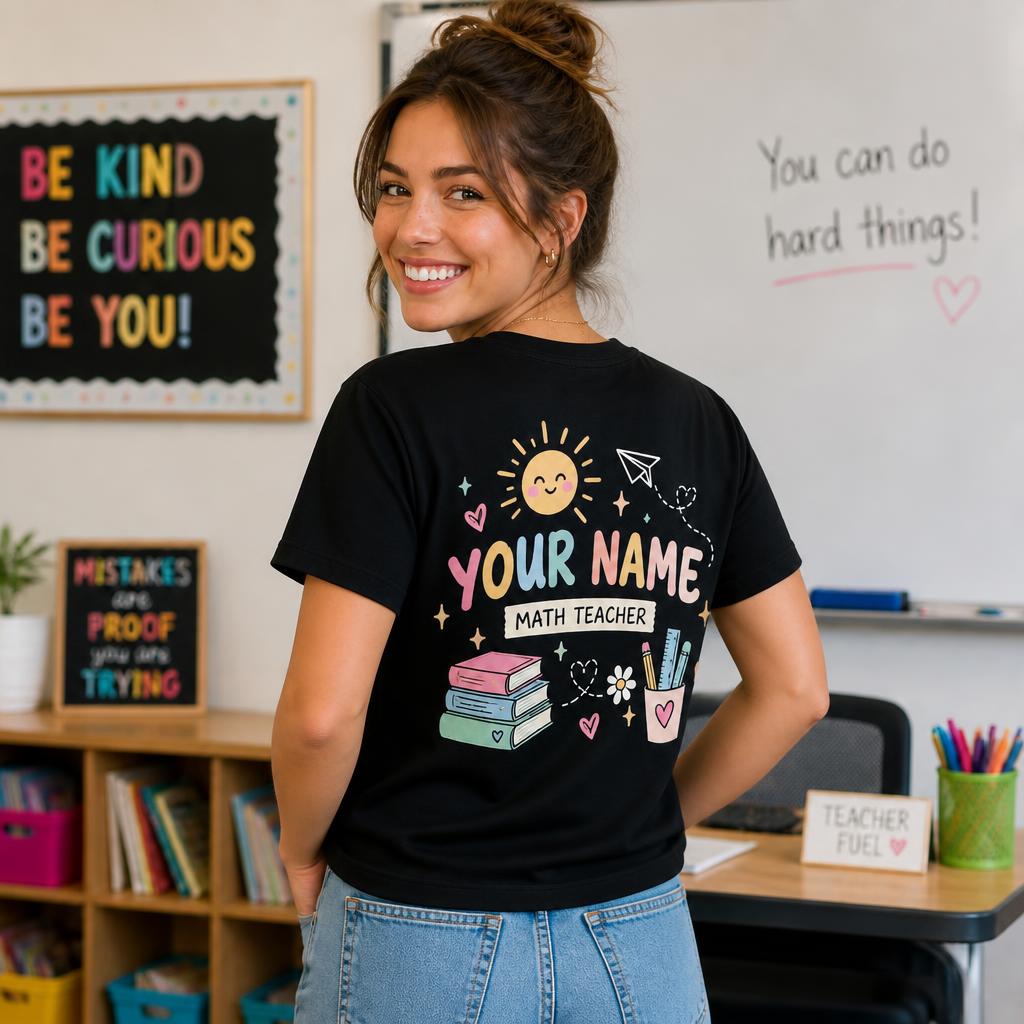 Custom Beautiful Day To Learn Teacher T-Shirt Cute Sunshine Personalized Gift