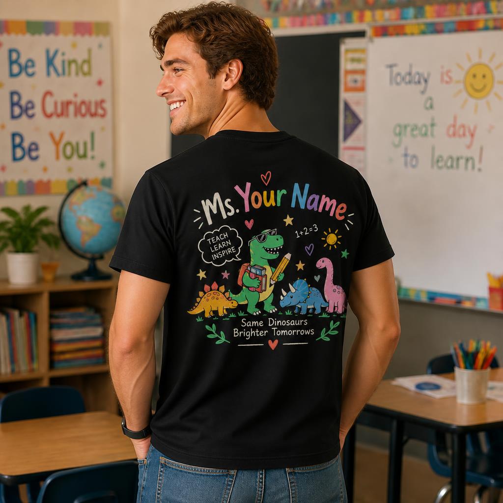 Custom Dinosaur Teacher T-Shirt Math Pun Cute Dino Personalized Gift