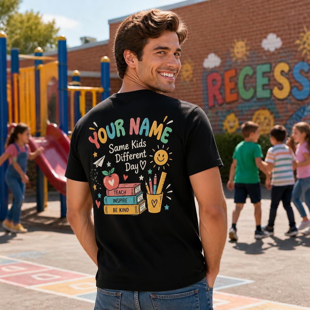 Personalized Custom Ask Me After Recess Cute Teacher Unisex T-Shirt