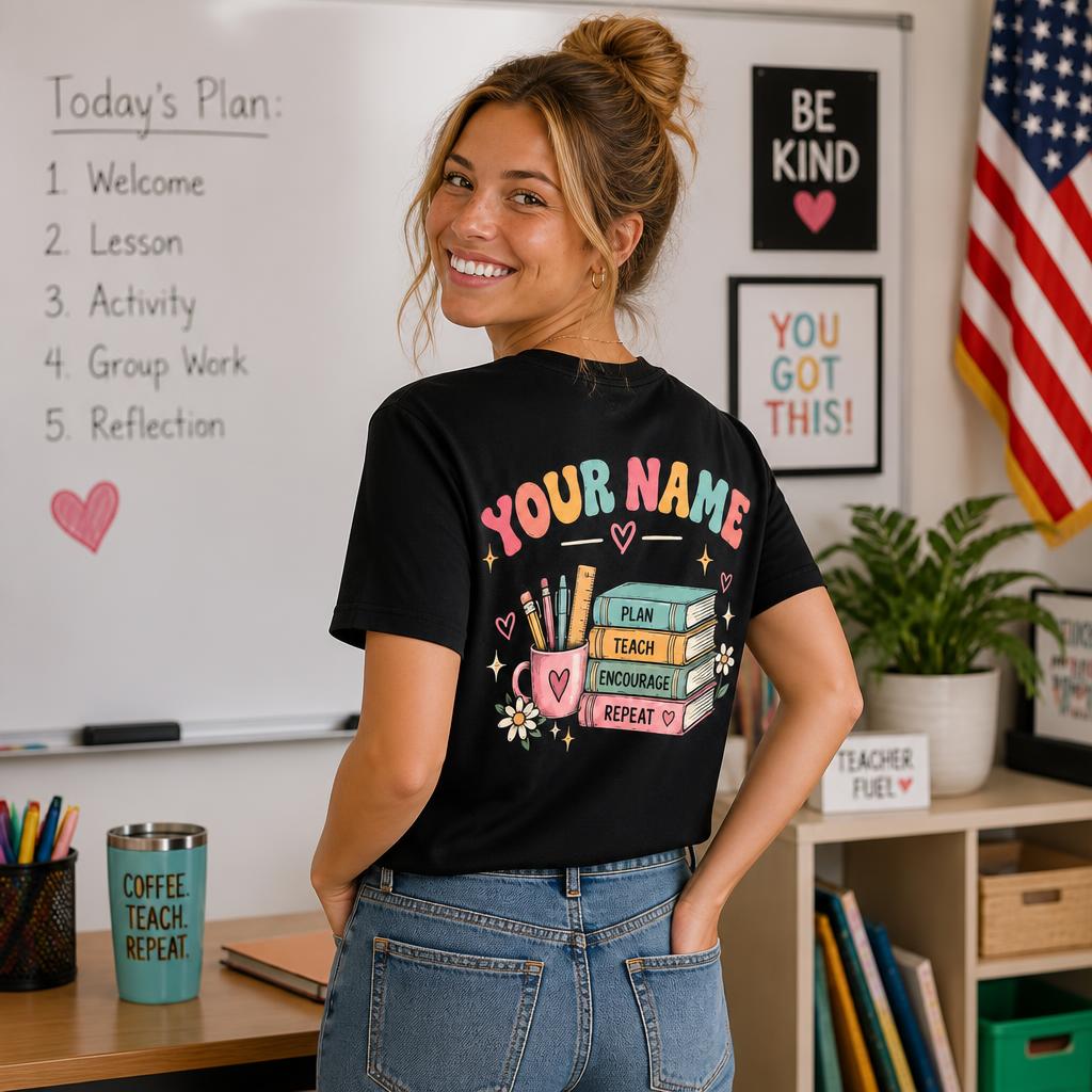 Personalized Custom Tired Teachers Club Pastel Bookish Unisex T-Shirt
