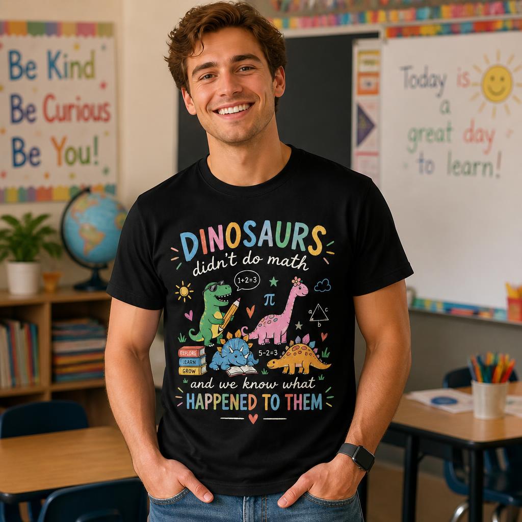 Custom Dinosaur Teacher T-Shirt Math Pun Cute Dino Personalized Gift