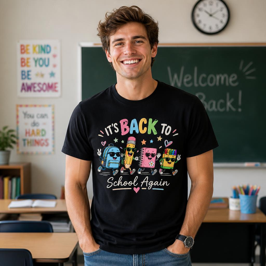 Custom Back To School Again Teacher T-Shirt School Supplies Personalized Gift