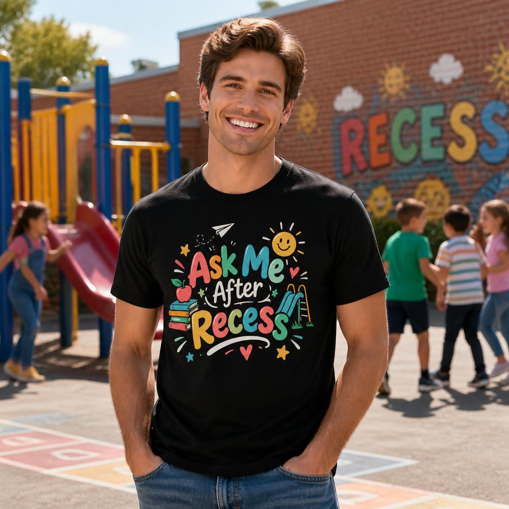 Personalized Custom Ask Me After Recess Cute Teacher Unisex T-Shirt