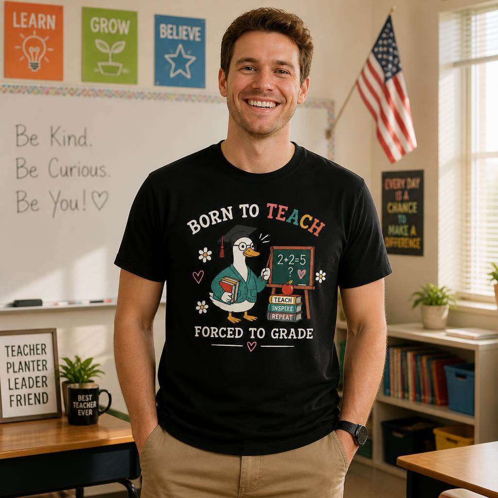 Personalized Teacher Shirt Born To Teach Forced To Grade Goose Custom Tee