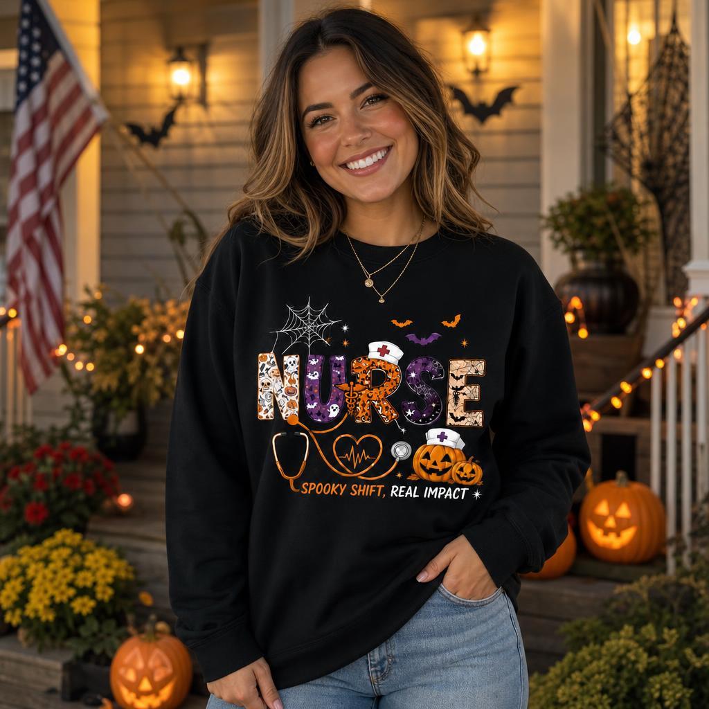 Personalized Ghost Halloween Shirt Custom Pumpkin Fall Spooky Tee Sweatshirt
