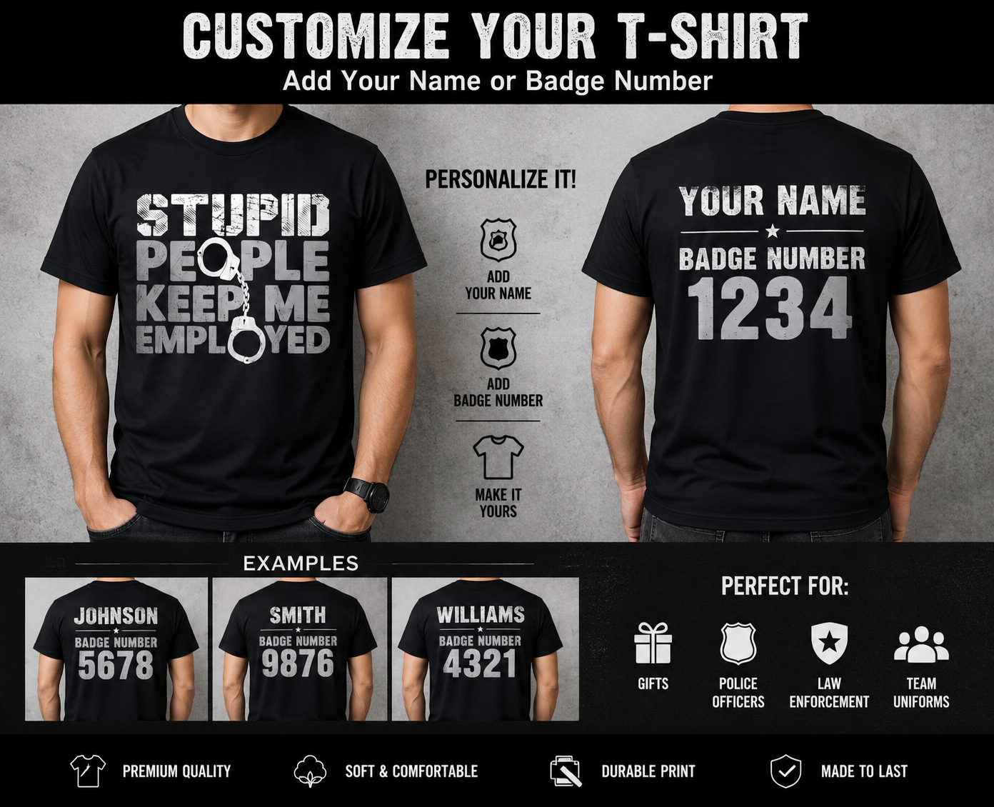 Personalized Correctional Officer Shirt - Custom Name & Badge Number