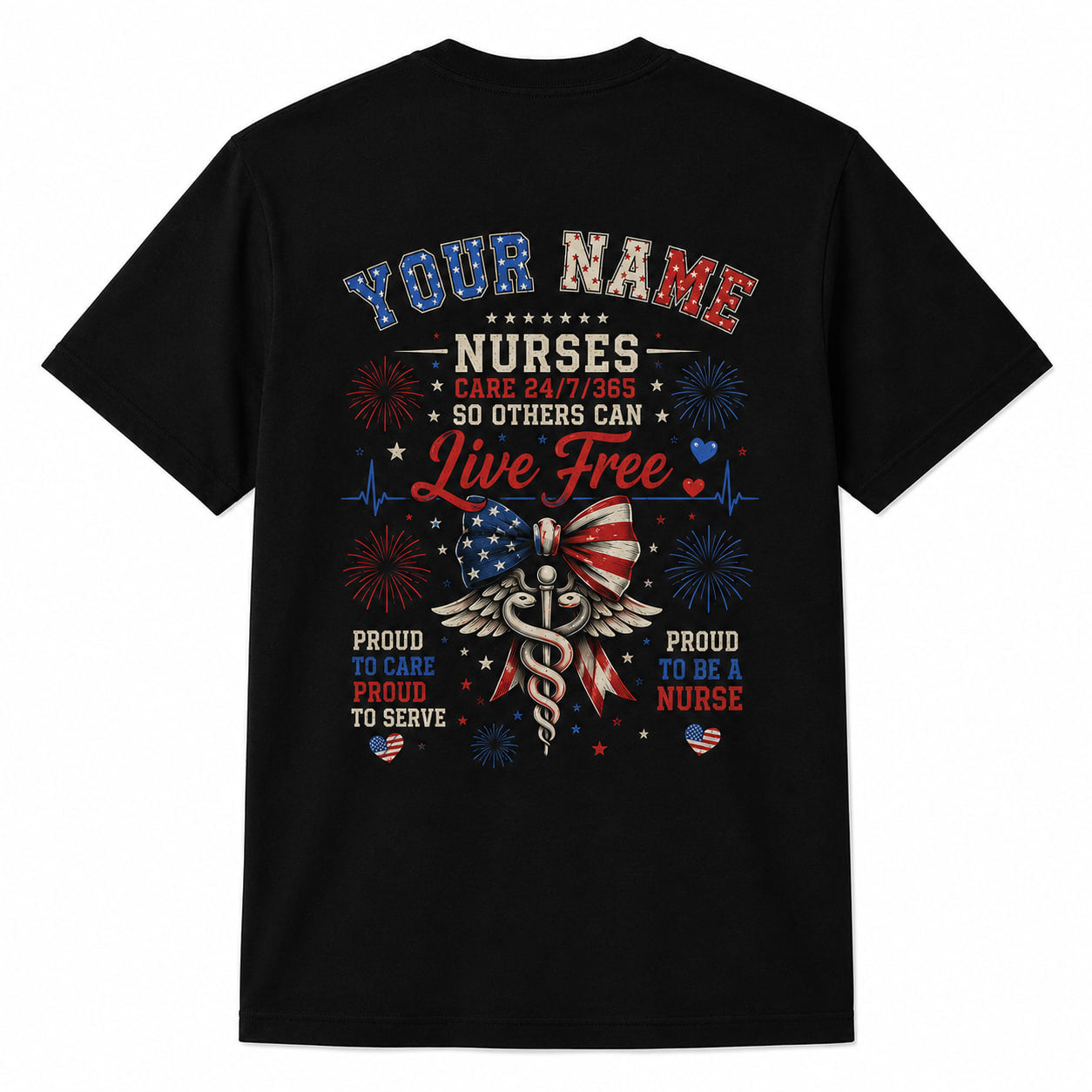 Custom Nurse Shirt Personalized Nurse Day Stethoscope Heart T-Shirt & RN Gift & Nurse Gift