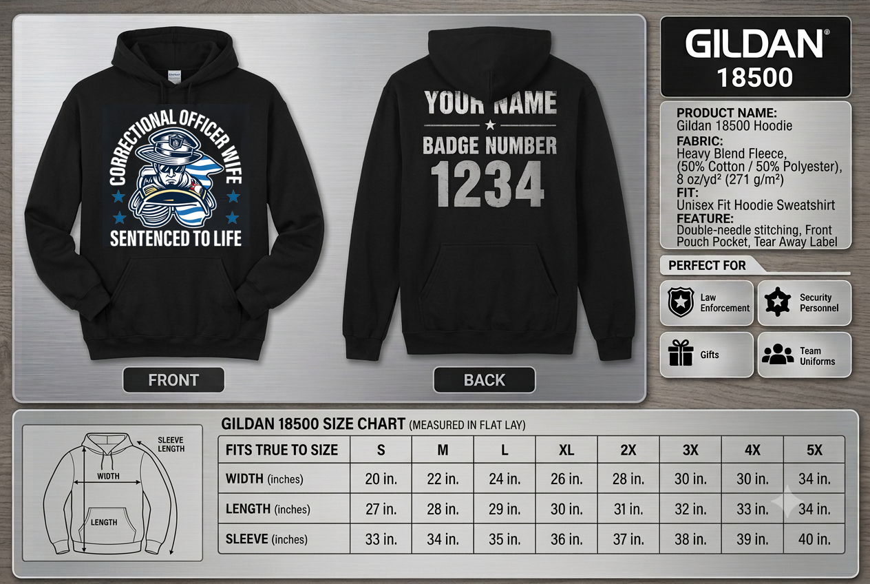 Custom Name Correctional Officer Wife Hoodie, Sentenced To Life CO Wife Thin Silver Line Hooded